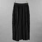 VALENTINO ヴァレンティノ / 美品 21SS VLTNロゴ プリーツ＆レース スカート / VB3MD02T668 / size XS (BLACK) レディース