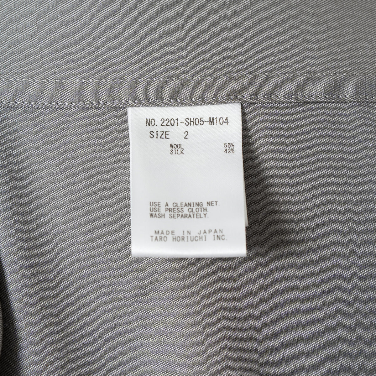 th products TARO HORIUCHI タロウ ホリウチ / 美品 Oversized Shirt ウールシルク オーバーサイズシャツ 長袖シャツ / 2201-SH05-M104 / size S (GRAY) 352123-in-ue