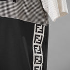 FENDI フェンディ / 美品 22SS テクニカルメッシュ FF柄 サイドテープ ロゴ 半袖TシャツFAF649AL49 / size L (WHITE x BLACK)