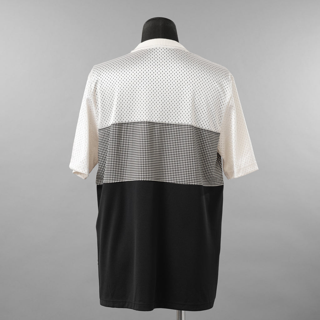 FENDI フェンディ / 美品 22SS テクニカルメッシュ FF柄 サイドテープ ロゴ 半袖Tシャツ / FAF649AL49 / size L (WHITE x BLACK)