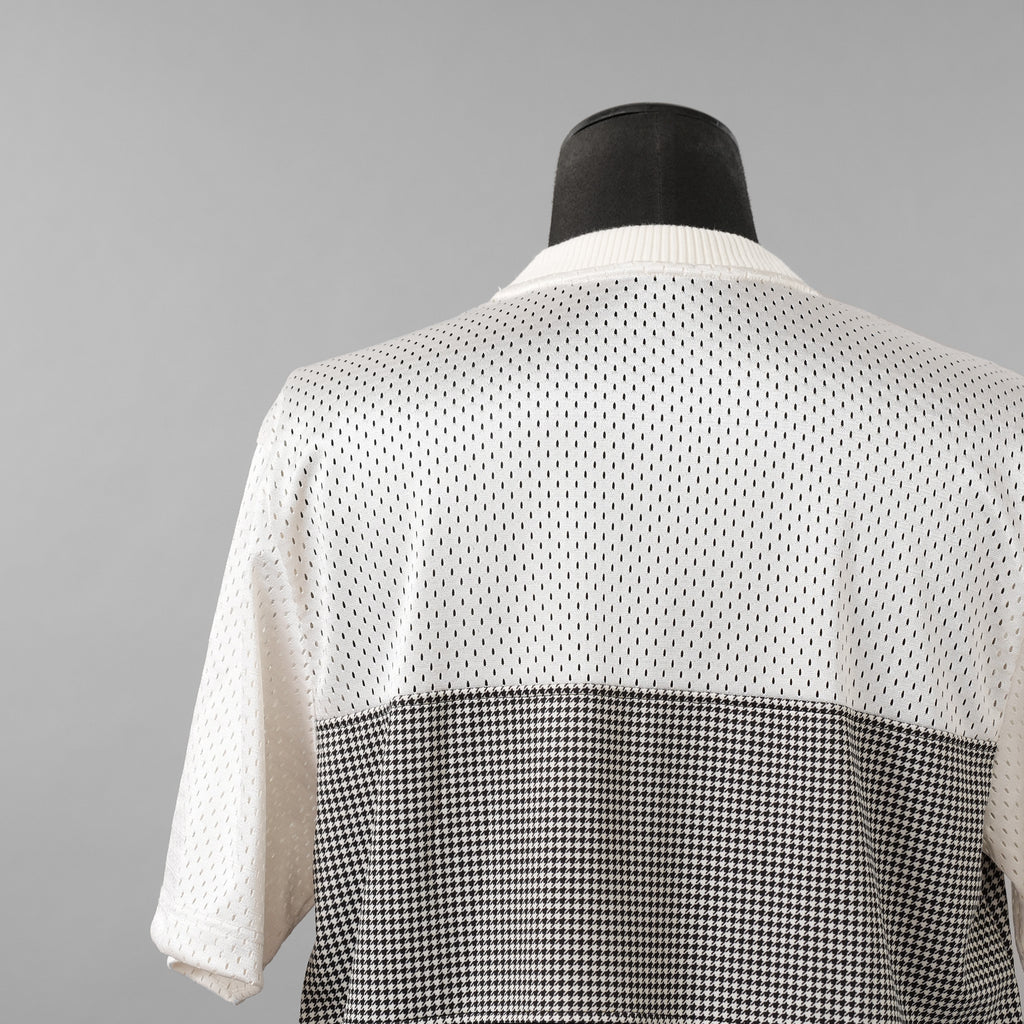 FENDI フェンディ / 美品 22SS テクニカルメッシュ FF柄 サイドテープ ロゴ 半袖Tシャツ / FAF649AL49 / size L (WHITE x BLACK)