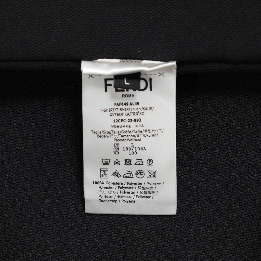 FENDI フェンディ / 美品 22SS テクニカルメッシュ FF柄 サイドテープ ロゴ 半袖Tシャツ / FAF649AL49 / size L (WHITE x BLACK)