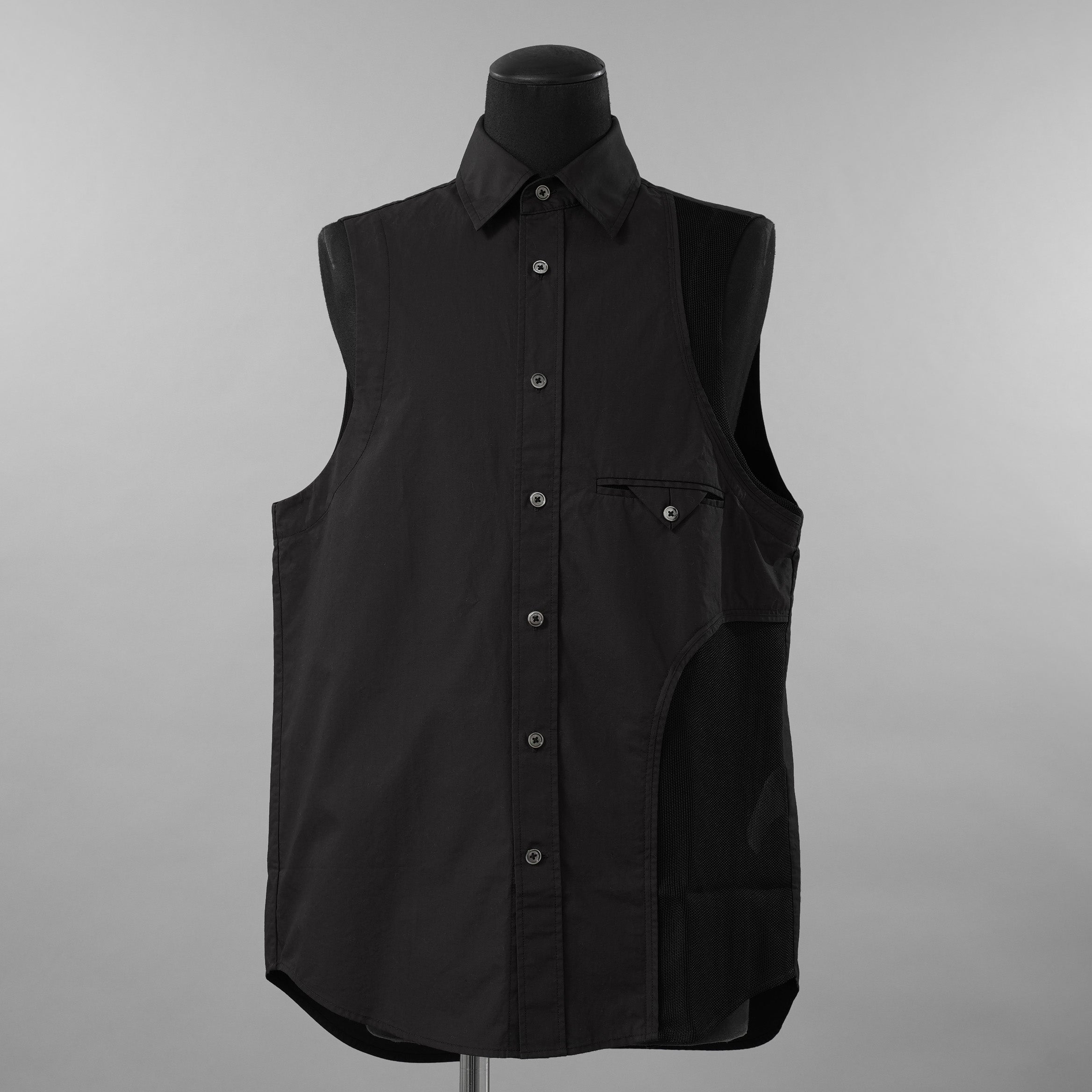 Feng Chen Wang フェンチェンワン / 美品 20AW パッチワーク ノースリーブ シャツ / FUS17SR08 / size XS (BLACK)