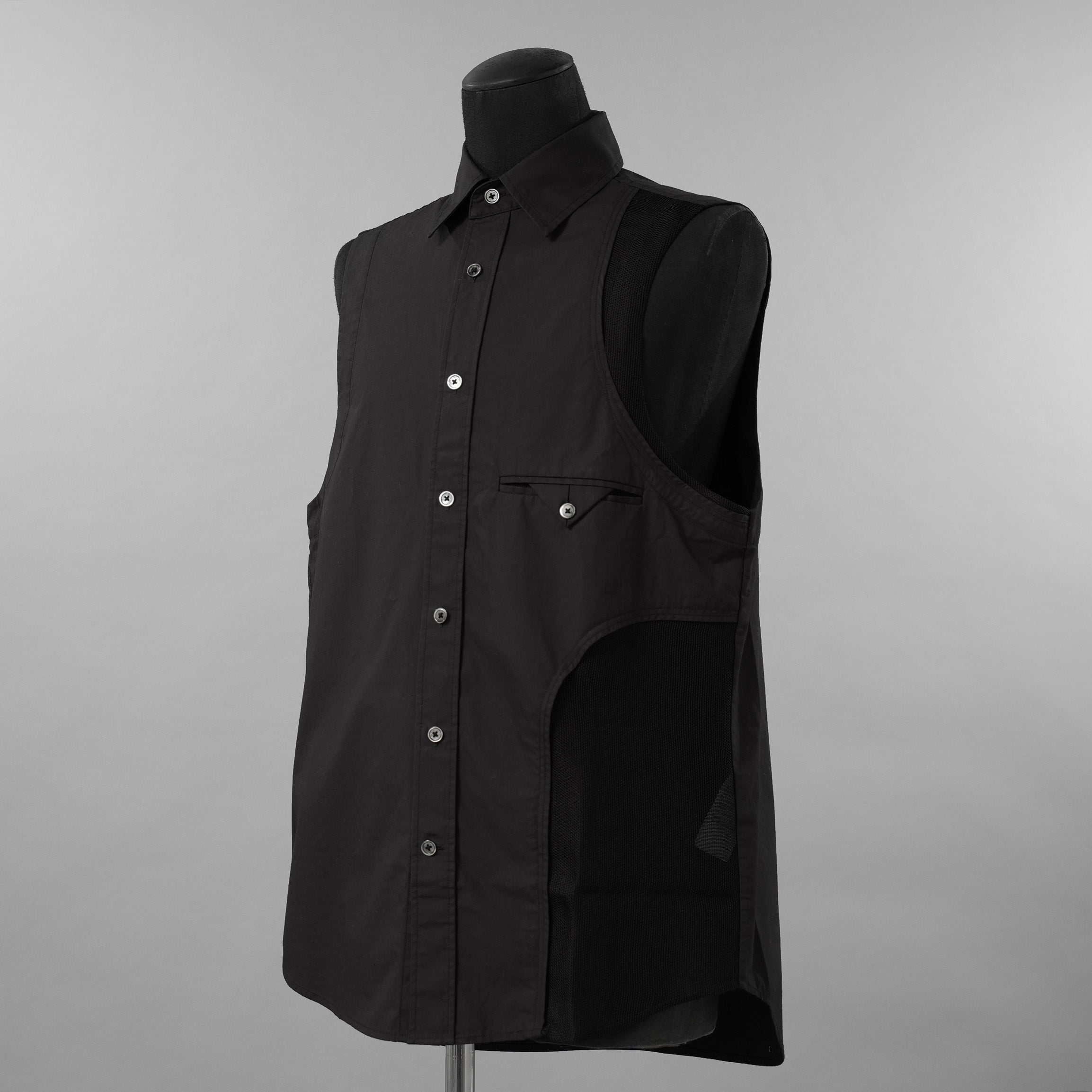 Feng Chen Wang フェンチェンワン / 美品 20AW パッチワーク ノースリーブ シャツ / FUS17SR08 / size XS (BLACK)