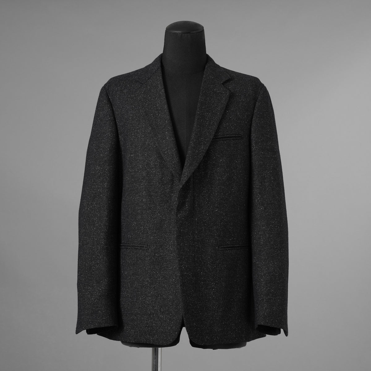 LANVIN collection ランバンコレクション / 美品 ウールシルク ツイード ストレッチ テーラードジャケット アウター / LA-IS-30256 / size 50 (CHARCOAL) 352126-in-ue