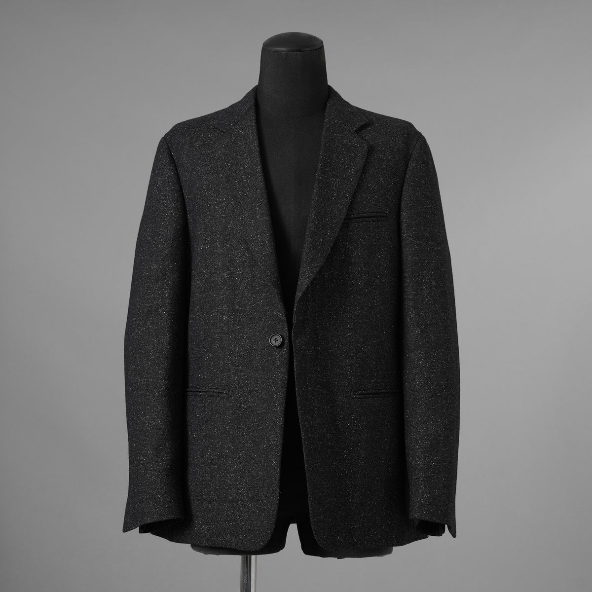LANVIN collection ランバンコレクション / 美品 ウールシルク ツイード ストレッチ テーラードジャケット アウター / LA-IS-30256 / size 50 (CHARCOAL) 352126-in-ue
