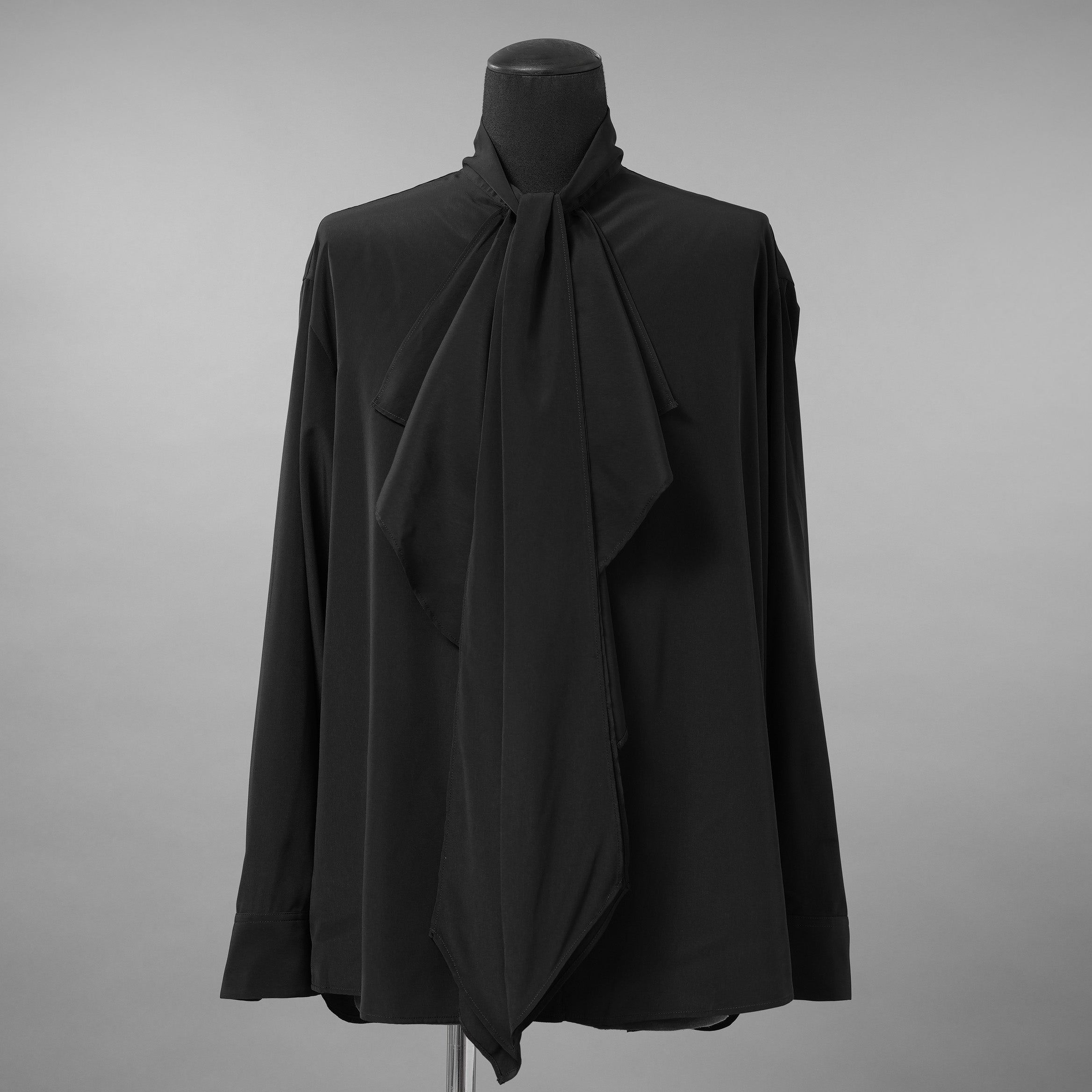 LAD MUSICIAN ラッドミュージシャン / 美品 25AW DECHINE FRILL BIG SHIRT ボウタイ 長袖シャツ / 2225-104 / size 44 ( BLACK )