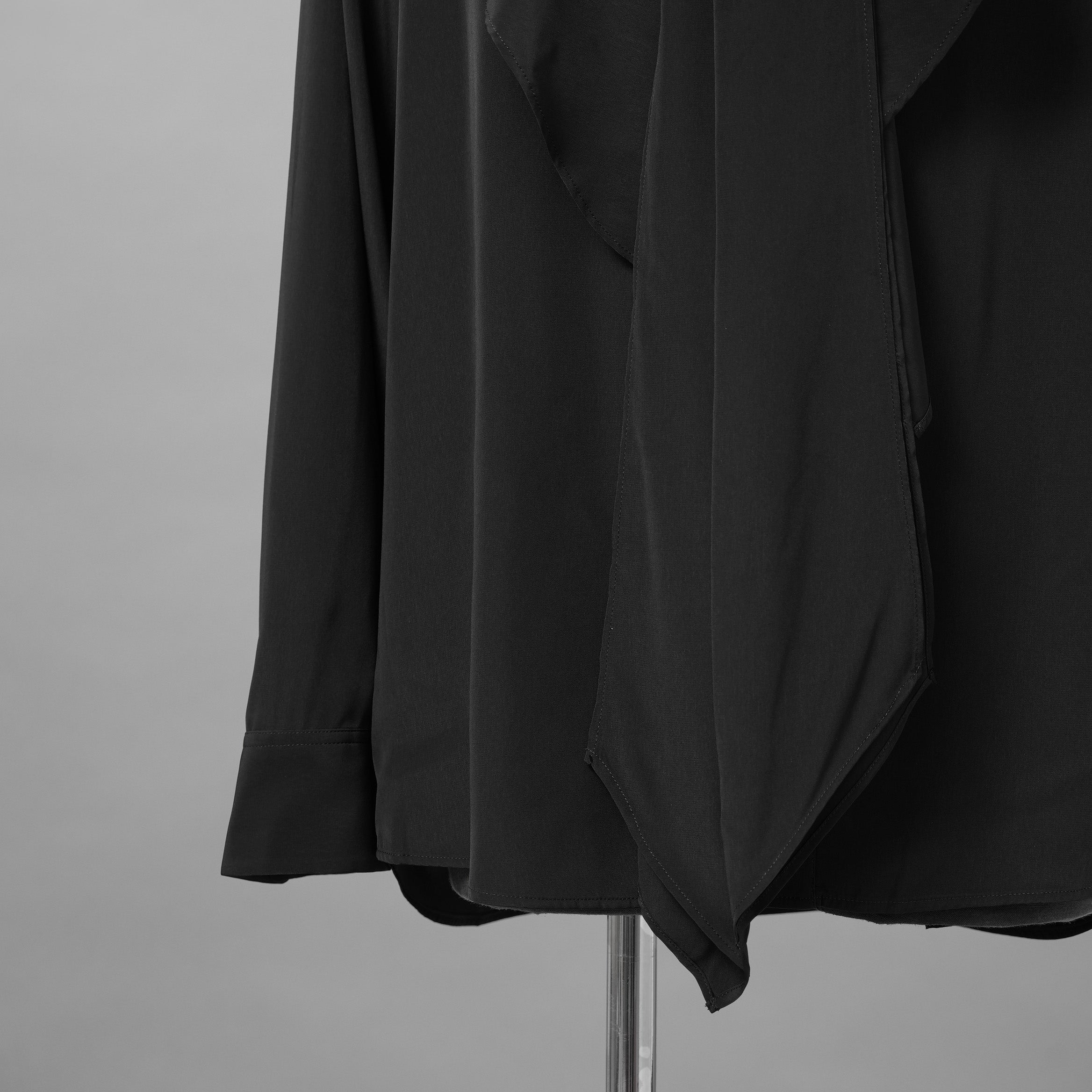 LAD MUSICIAN ラッドミュージシャン / 美品 25AW DECHINE FRILL BIG SHIRT ボウタイ 長袖シャツ / 2225-104 / size 44 ( BLACK )