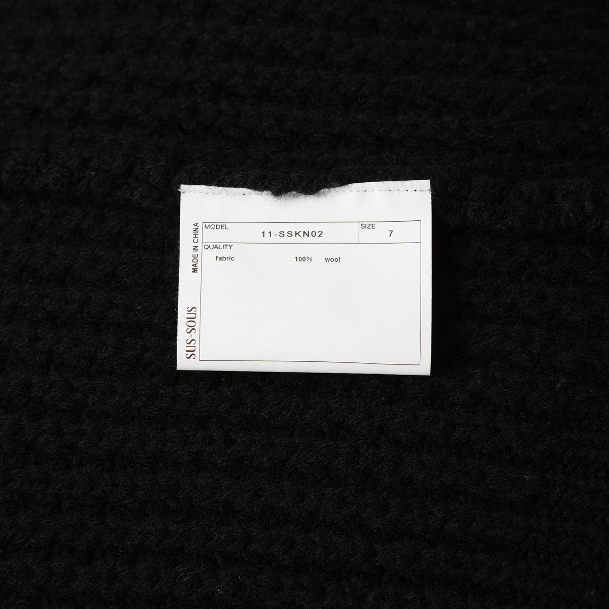 SUS-SOUS シュスー / 美品 24AW popcorn wool knit ポップコーンウール ニット / 11-SSKN02 / size 7 (BLACK) 123043-alm