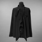 LAD MUSICIAN ラッドミュージシャン / 美品 25AW DECHINE FRILL BIG SHIRT ボウタイ 長袖シャツ / 2225-104 / size 44 ( BLACK )