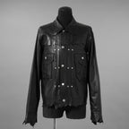 超希少 未使用品 TAKAHIROMIYASHITATheSoloist. タカヒロミヤシタ ソロイスト / 24AW ROYAL FLASH神宮前店30周年 記念別注 Rough Out Lamb Leather Work Jacket. / レザー トラッカー ジャケット / sjr30th.0001 / size 50 (BLACK)