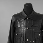 超希少 未使用品 TAKAHIROMIYASHITATheSoloist. タカヒロミヤシタ ソロイスト / 24AW ROYAL FLASH神宮前店30周年 記念別注 Rough Out Lamb Leather Work Jacket. / レザー トラッカー ジャケット / sjr30th.0001 / size 50 (BLACK)