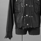 超希少 未使用品 TAKAHIROMIYASHITATheSoloist. タカヒロミヤシタ ソロイスト / 24AW ROYAL FLASH神宮前店30周年 記念別注 Rough Out Lamb Leather Work Jacket. / レザー トラッカー ジャケット / sjr30th.0001 / size 50 (BLACK)