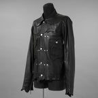 超希少 未使用品 TAKAHIROMIYASHITATheSoloist. タカヒロミヤシタ ソロイスト / 24AW ROYAL FLASH神宮前店30周年 記念別注 Rough Out Lamb Leather Work Jacket. / レザー トラッカー ジャケット / sjr30th.0001 / size 50 (BLACK)