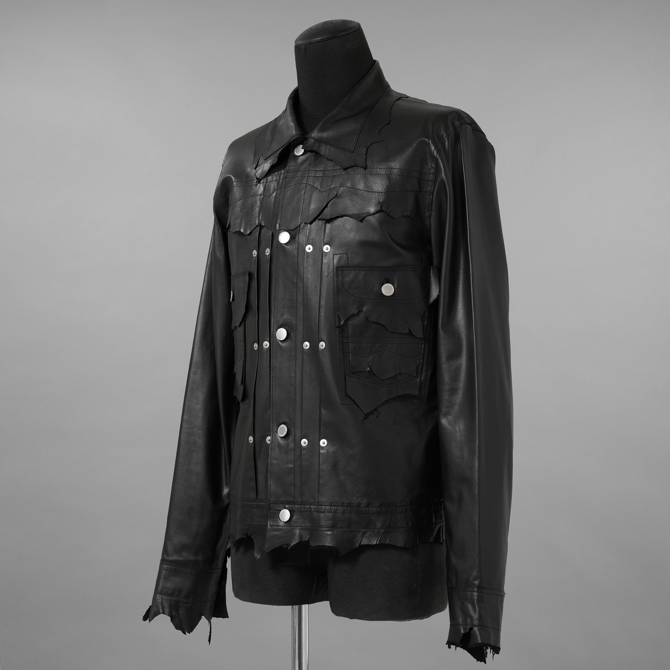超希少 未使用品 TAKAHIROMIYASHITATheSoloist. タカヒロミヤシタ ソロイスト / 24AW ROYAL FLASH神宮前店30周年 記念別注 Rough Out Lamb Leather Work Jacket. / レザー トラッカー ジャケット / sjr30th.0001 / size 50 (BLACK)