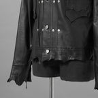 超希少 未使用品 TAKAHIROMIYASHITATheSoloist. タカヒロミヤシタ ソロイスト / 24AW ROYAL FLASH神宮前店30周年 記念別注 Rough Out Lamb Leather Work Jacket. / レザー トラッカー ジャケット / sjr30th.0001 / size 50 (BLACK)