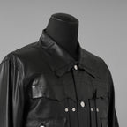 超希少 未使用品 TAKAHIROMIYASHITATheSoloist. タカヒロミヤシタ ソロイスト / 24AW ROYAL FLASH神宮前店30周年 記念別注 Rough Out Lamb Leather Work Jacket. / レザー トラッカー ジャケット / sjr30th.0001 / size 50 (BLACK)