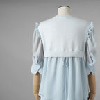 ADEAM アディアム / 美品 23SS ニット シアーシフォンスリーブ ドッキング トップス / プリーツワイドパンツ セットアップ / 43413 ASK0X 07VT-2 / 43515 ASP0X0T / size S (LIGHT BLUE) レディース 352125-izm