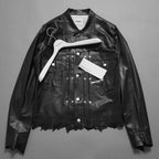 超希少 未使用品 TAKAHIROMIYASHITATheSoloist. タカヒロミヤシタ ソロイスト / 24AW ROYAL FLASH神宮前店30周年 記念別注 Rough Out Lamb Leather Work Jacket. / レザー トラッカー ジャケット / sjr30th.0001 / size 50 (BLACK)