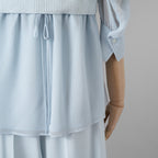 ADEAM アディアム / 美品 23SS ニット シアーシフォンスリーブ ドッキング トップス / プリーツワイドパンツ セットアップ / 43413 ASK0X 07VT-2 / 43515 ASP0X0T / size S (LIGHT BLUE) レディース 352125-izm
