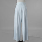 ADEAM アディアム / 美品 23SS ニット シアーシフォンスリーブ ドッキング トップス / プリーツワイドパンツ セットアップ / 43413 ASK0X 07VT-2 / 43515 ASP0X0T / size S (LIGHT BLUE) レディース 352125-izm