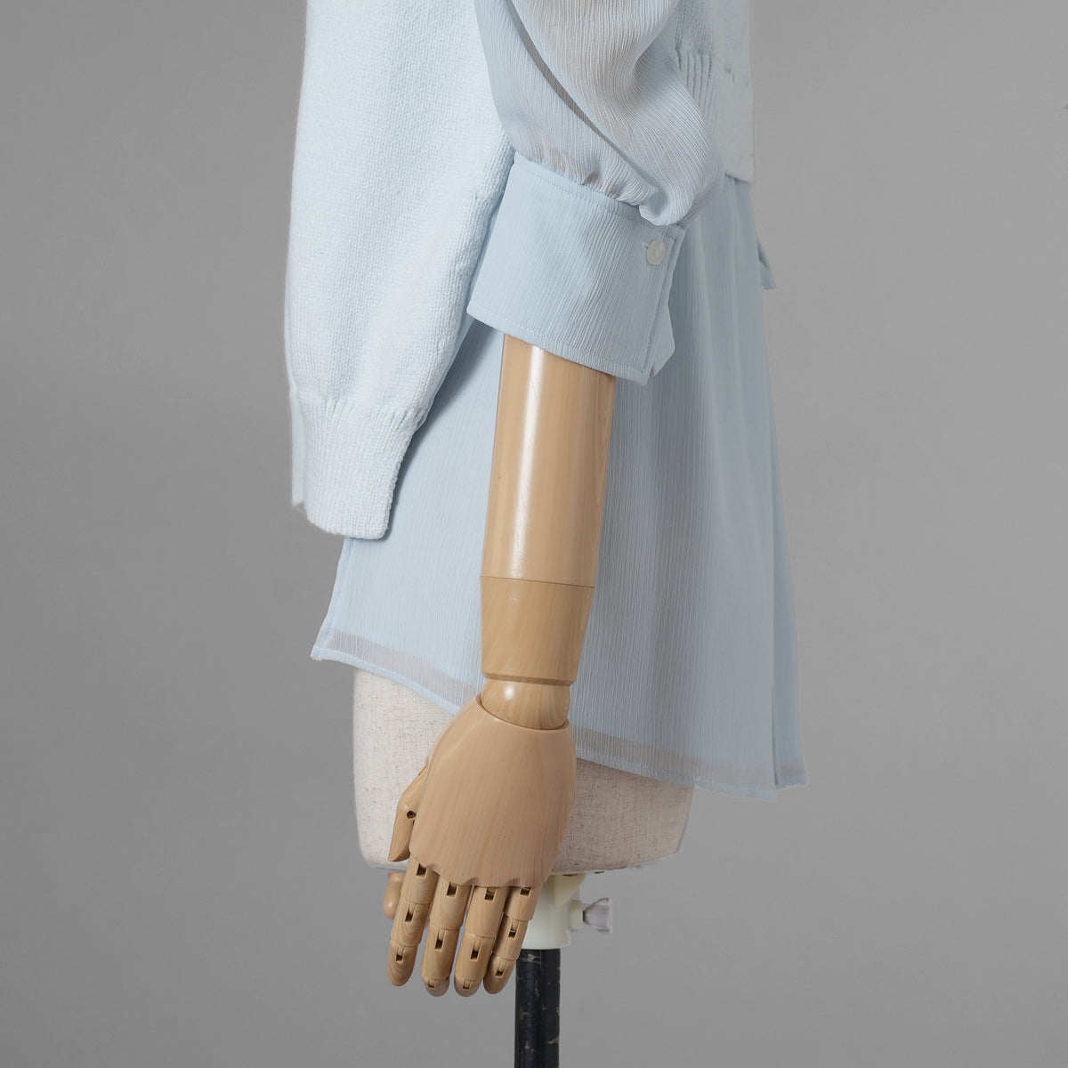 ADEAM アディアム / 美品 23SS ニット シアーシフォンスリーブ ドッキング トップス / プリーツワイドパンツ セットアップ / 43413 ASK0X 07VT-2 / 43515 ASP0X0T / size S (LIGHT BLUE) レディース 352125-izm