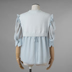 ADEAM アディアム / 美品 23SS ニット シアーシフォンスリーブ ドッキング トップス / プリーツワイドパンツ セットアップ / 43413 ASK0X 07VT-2 / 43515 ASP0X0T / size S (LIGHT BLUE) レディース 352125-izm