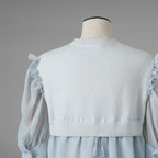 ADEAM アディアム / 美品 23SS ニット シアーシフォンスリーブ ドッキング トップス / プリーツワイドパンツ セットアップ / 43413 ASK0X 07VT-2 / 43515 ASP0X0T / size S (LIGHT BLUE) レディース 352125-izm