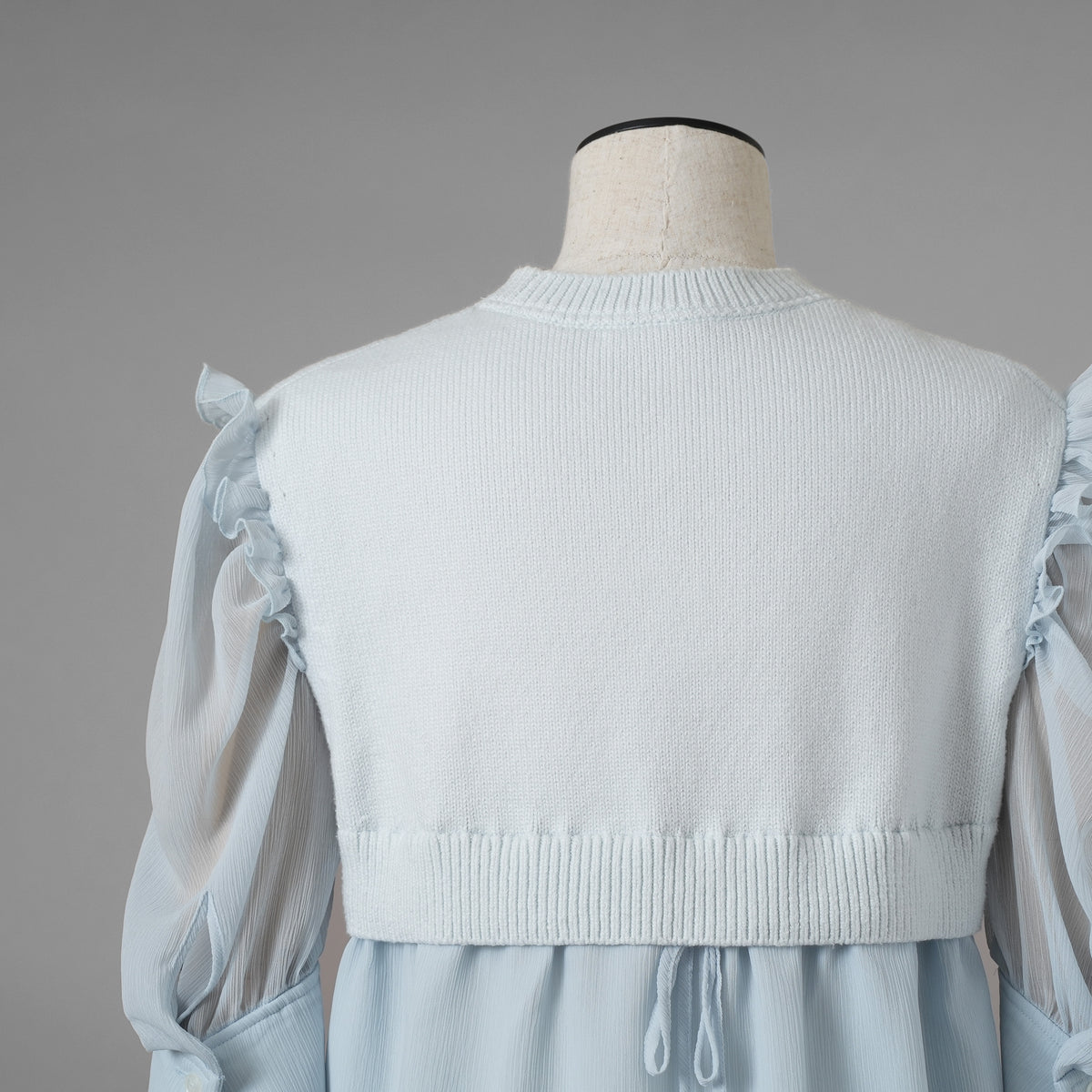 ADEAM アディアム / 美品 23SS ニット シアーシフォンスリーブ ドッキング トップス / プリーツワイドパンツ セットアップ / 43413 ASK0X 07VT-2 / 43515 ASP0X0T / size S (LIGHT BLUE) レディース 352125-izm