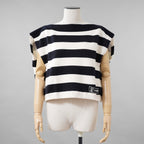 LOUIS VUITTON ルイヴィトン / 21SS マリニエールボートニットトップ  LVロゴパッチ トップス / RW222JOF7 FNKW04 / size XS (WHITE × NAVY) レディース