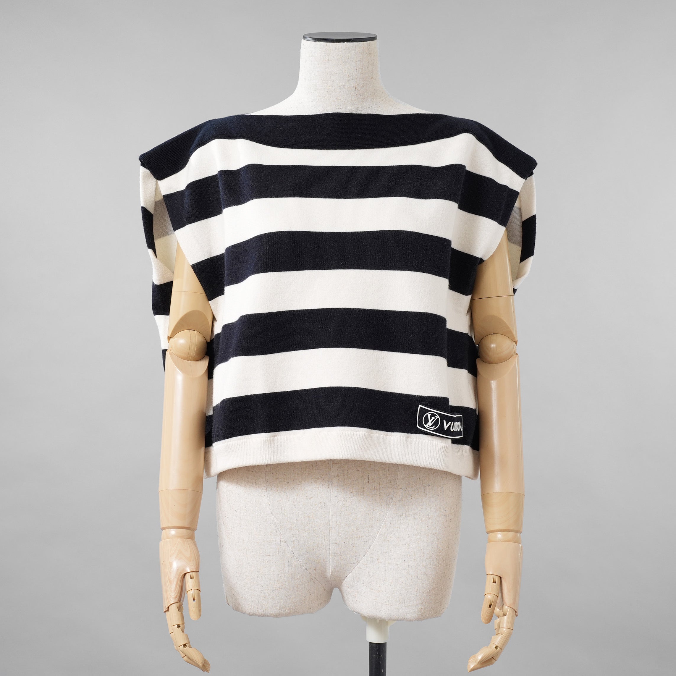 LOUIS VUITTON ルイヴィトン / 21SS マリニエールボートニットトップ  LVロゴパッチ トップス / RW222JOF7 FNKW04 / size XS (WHITE × NAVY) レディース