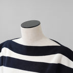 LOUIS VUITTON ルイヴィトン / 21SS マリニエールボートニットトップ  LVロゴパッチ トップス / RW222JOF7 FNKW04 / size XS (WHITE × NAVY) レディース