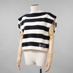 LOUIS VUITTON ルイヴィトン / 21SS マリニエールボートニットトップ  LVロゴパッチ トップス / RW222JOF7 FNKW04 / size XS (WHITE × NAVY) レディース