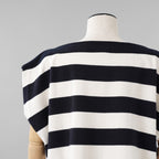 LOUIS VUITTON ルイヴィトン / 21SS マリニエールボートニットトップ  LVロゴパッチ トップス / RW222JOF7 FNKW04 / size XS (WHITE × NAVY) レディース
