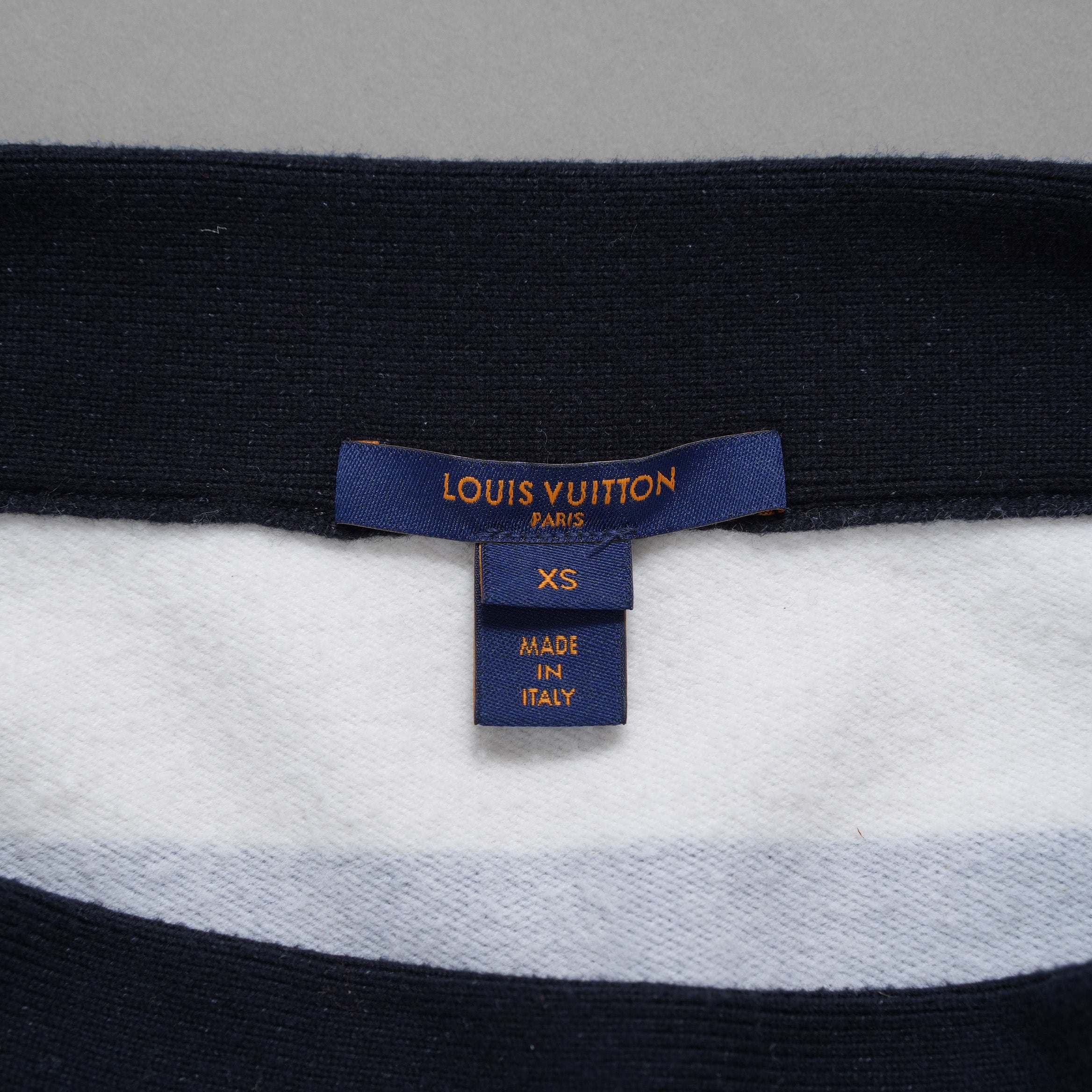 LOUIS VUITTON ルイヴィトン / 21SS マリニエールボートニットトップ  LVロゴパッチ トップス / RW222JOF7 FNKW04 / size XS (WHITE × NAVY) レディース