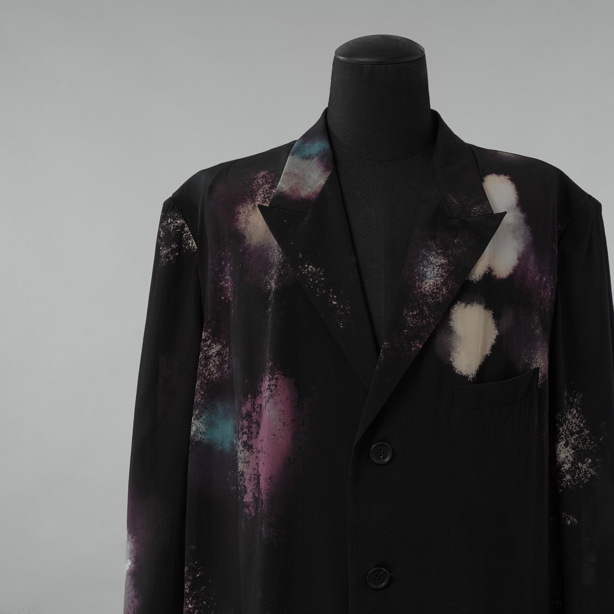 Yohji Yamamoto POUR HOMME ヨウジヤマモト プールオム / 美品 25SS COLOR SCHEME PRINT JACKET シルクジャケット/ HP-J67-828-1-03 / size 2 (BLACK)