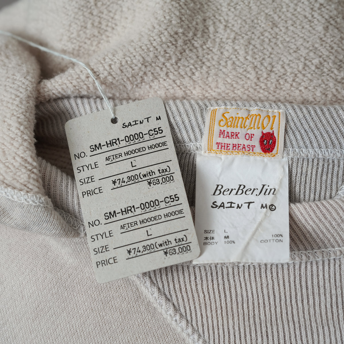新品 ©SAINT Mxxxxxx × BerBerJin セントマイケル コラボ / 25AW BB_AFTER HOODED HOODIE フード パーカー / SM-HR1-0000-C55 / size L (GRAY) 123055-alm