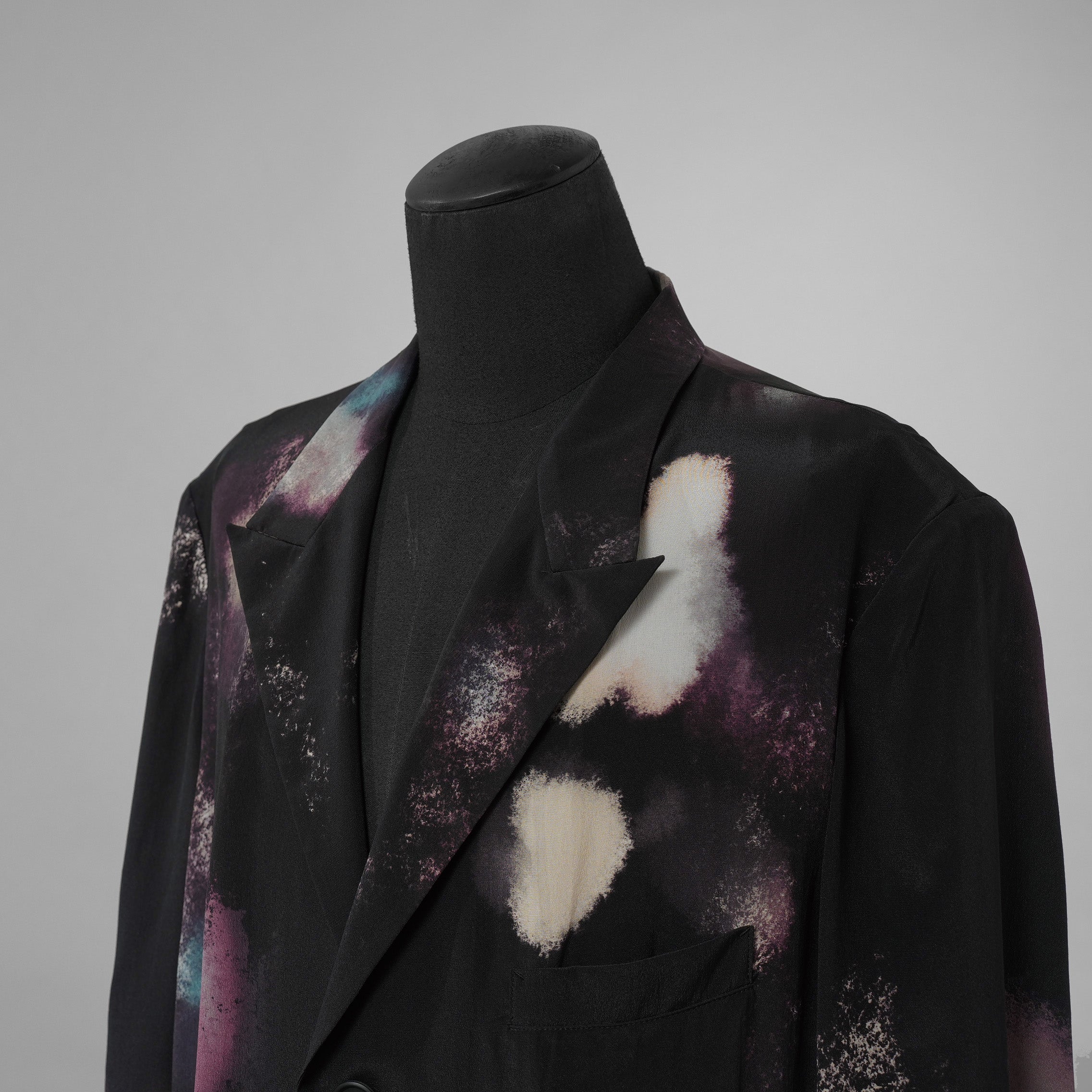 Yohji Yamamoto POUR HOMME ヨウジヤマモト プールオム / 美品 25SS COLOR SCHEME PRINT JACKET シルクジャケット/ HP-J67-828-1-03 / size 2 (BLACK)