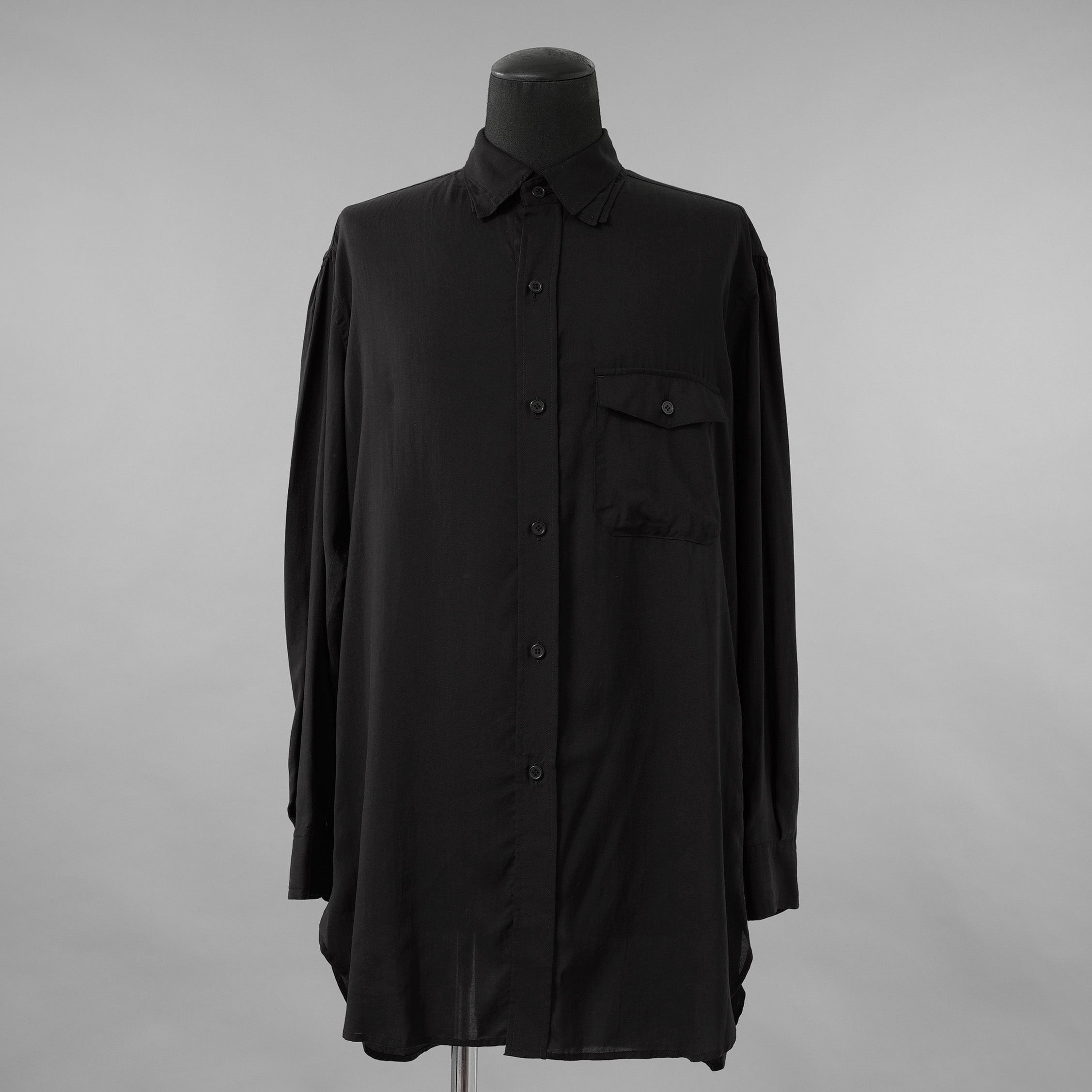 Yohji Yamamoto POUR HOMME ヨウジヤマモト プールオム / 25SS トリプルカラーシャツ / ３枚襟 長袖シャツ / HP-B14-200 / size 2 (BLACK)
