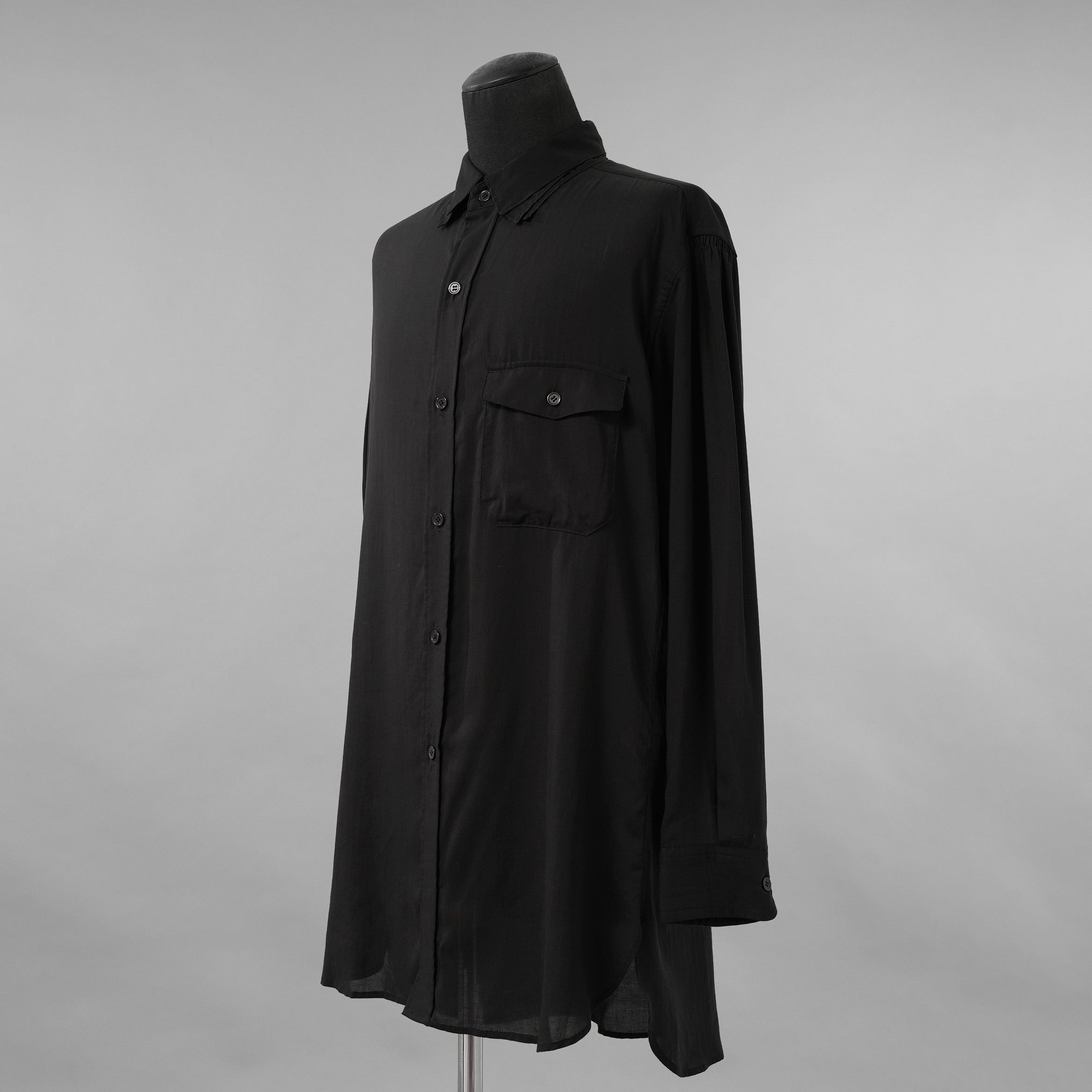 Yohji Yamamoto POUR HOMME ヨウジヤマモト プールオム / 25SS トリプルカラーシャツ / ３枚襟 長袖シャツ / HP-B14-200 / size 2 (BLACK)