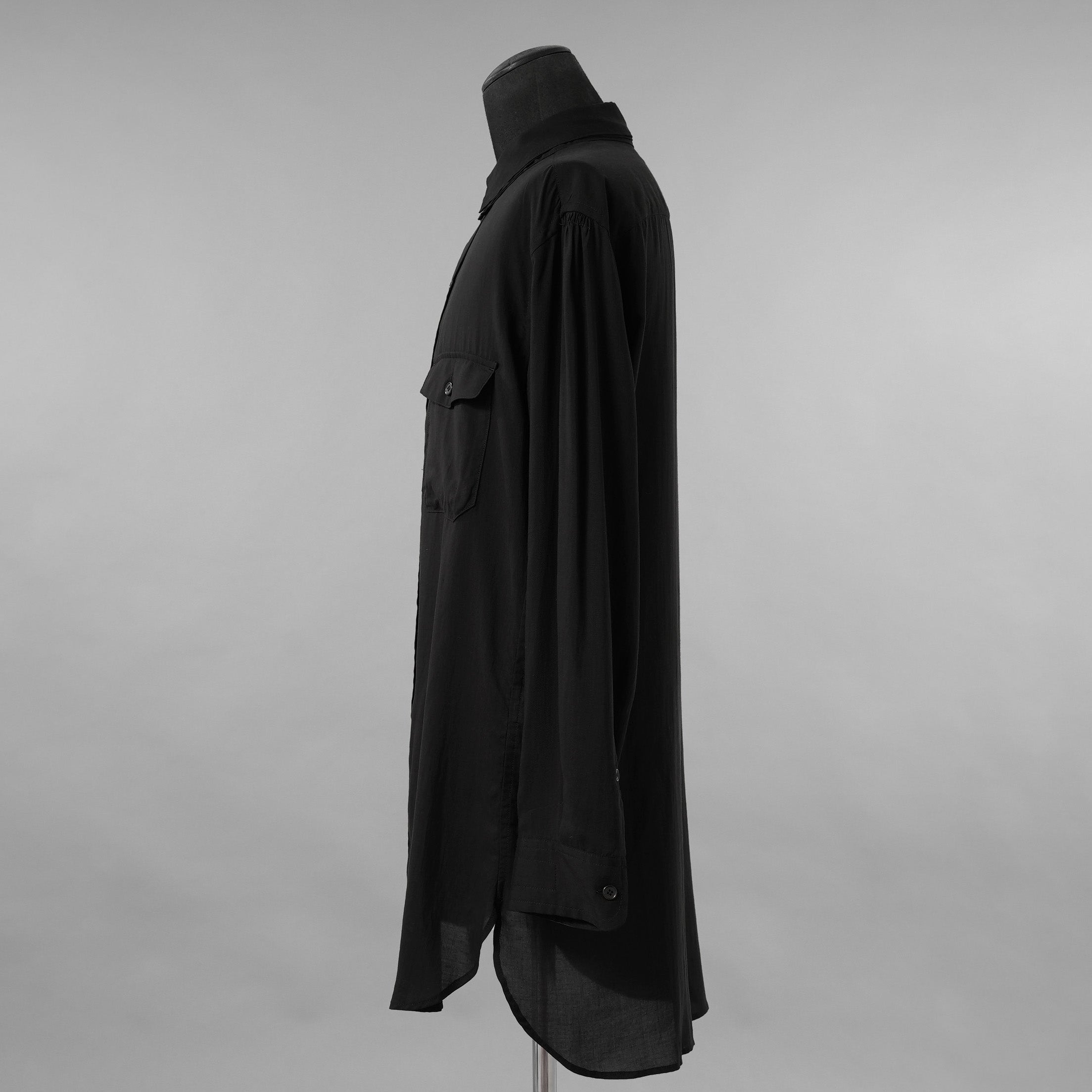 Yohji Yamamoto POUR HOMME ヨウジヤマモト プールオム / 25SS トリプルカラーシャツ / ３枚襟 長袖シャツ / HP-B14-200 / size 2 (BLACK)