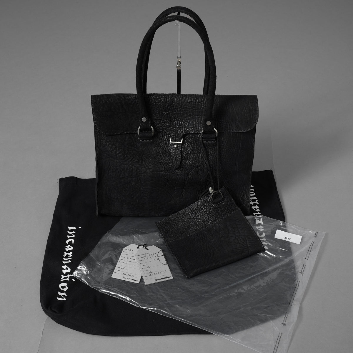 新品 incarnation インカネーション / 24SS HORSE BUTT RG LEATHER BAG TOTO WB-3 UNLINED WITH MEDIUM PURSE レザー バッグ / 13R-9780 / BLACK 352152-in-ue