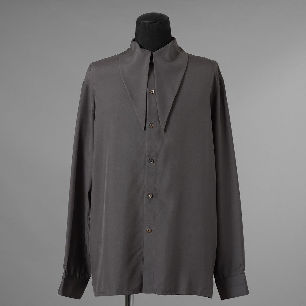 LEMAIRE ルメール / 美品 21AW silk tie neck shirs シルク タイネックシャツ 長袖シャツ / M213 SH174 LF634 / size 48 (CHARCOAL GRAY)  352131-in-ue