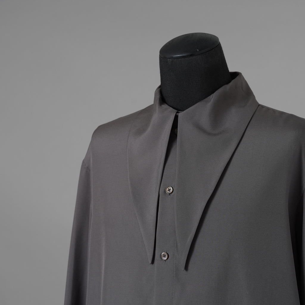 LEMAIRE ルメール / 美品 21AW silk tie neck shirs シルク タイネックシャツ 長袖シャツ / M213 SH174 LF634 / size 48 (CHARCOAL GRAY)  352131-in-ue