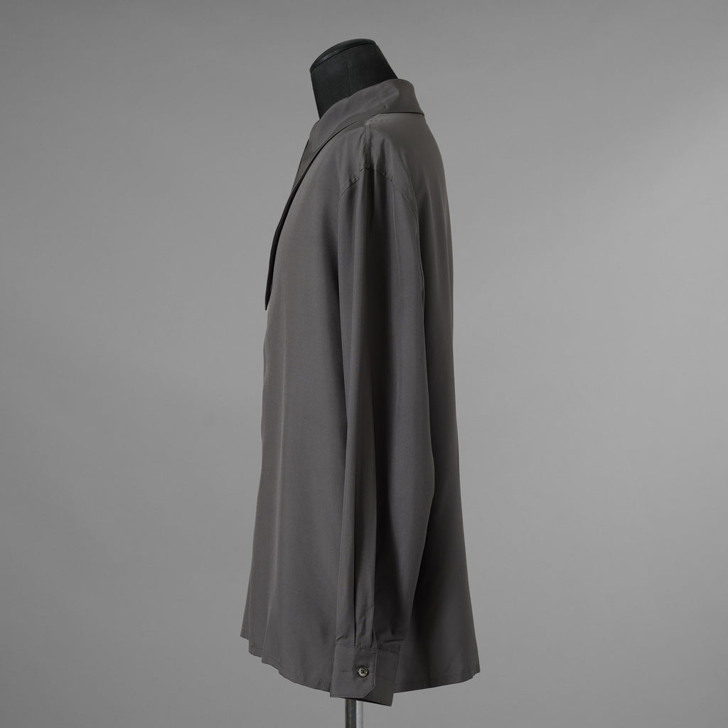 LEMAIRE ルメール / 美品 21AW silk tie neck shirs シルク タイネックシャツ 長袖シャツ / M213 SH174 LF634 / size 48 (CHARCOAL GRAY)  352131-in-ue