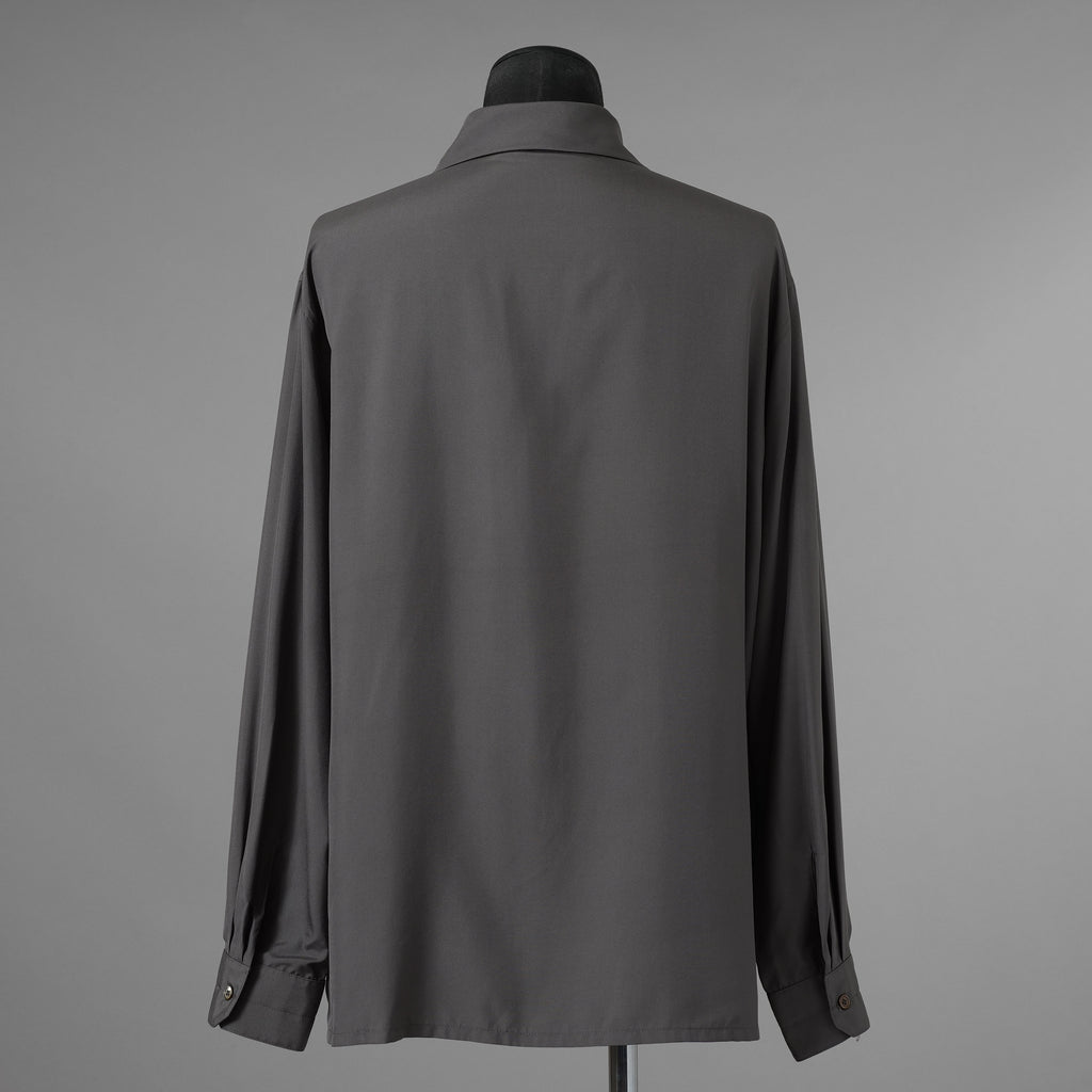LEMAIRE ルメール / 美品 21AW silk tie neck shirs シルク タイネックシャツ 長袖シャツ / M213 SH174 LF634 / size 48 (CHARCOAL GRAY)  352131-in-ue