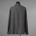 LEMAIRE ルメール / 美品 21AW silk tie neck shirs シルク タイネックシャツ 長袖シャツ / M213 SH174 LF634 / size 48 (CHARCOAL GRAY)  352131-in-ue
