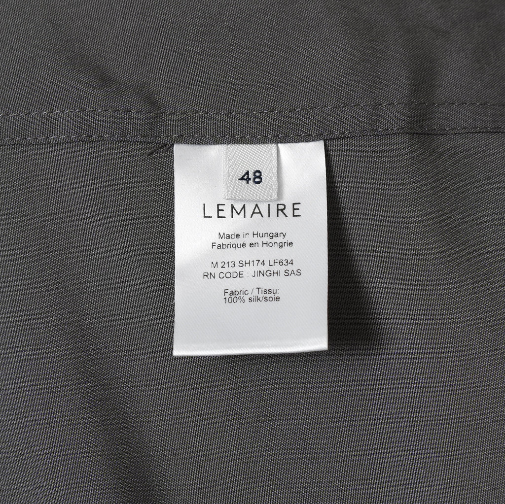 LEMAIRE ルメール / 美品 21AW silk tie neck shirs シルク タイネックシャツ 長袖シャツ / M213 SH174 LF634 / size 48 (CHARCOAL GRAY)  352131-in-ue