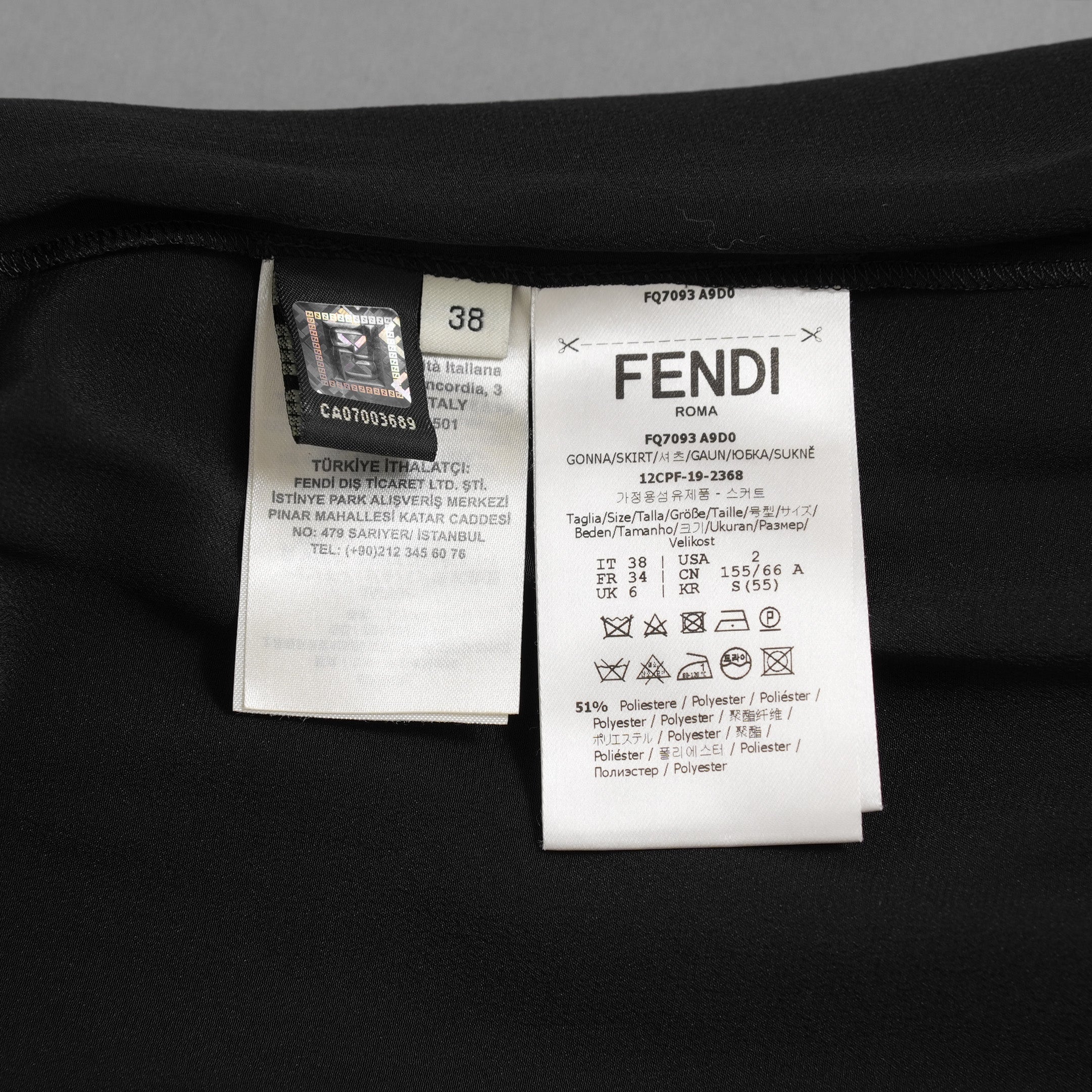 FENDI フェンディ / 美品 19AW ロング プリーツ スカート / FQ7093 A9D0 / size 38 (BLACK) レディース