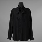 LARDINI ラルディーニ / 美品 23AW ビスコース クレポン ボウタイブラウス 長袖シャツ / 20071 11 KC511181 / size 39 (BLACK）352132-in-ue